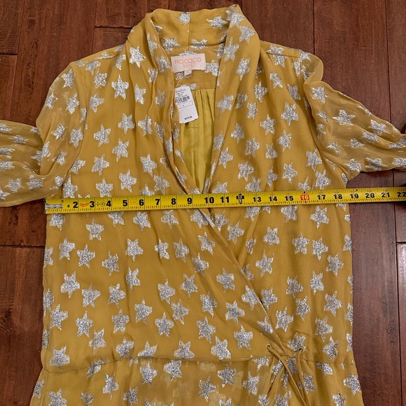 Rococo Sand Yellow with Silver Star Print Vega Dress Sz Small - Picture 7 of 15
